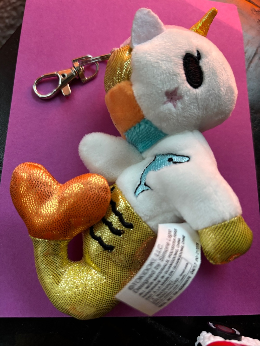 Tokidoki White Mermicorno "Perla" Keychain with Gold and Orange Accents